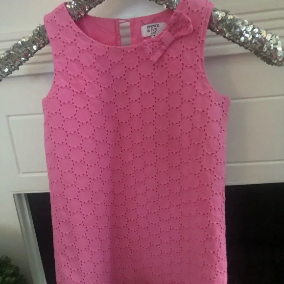 Crown & Ivy Kids Pink Eyelet Dress Sz6 - Picture 5 of 5